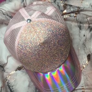 Pink glitter cap